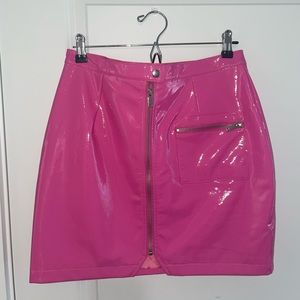Hot Pink High-Waisted Latex Skirt